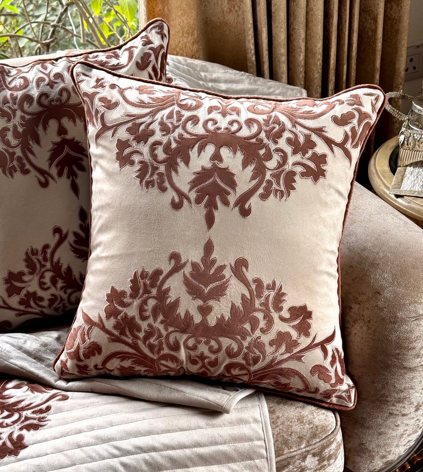 The Jannat Applique Work Cushion Cover