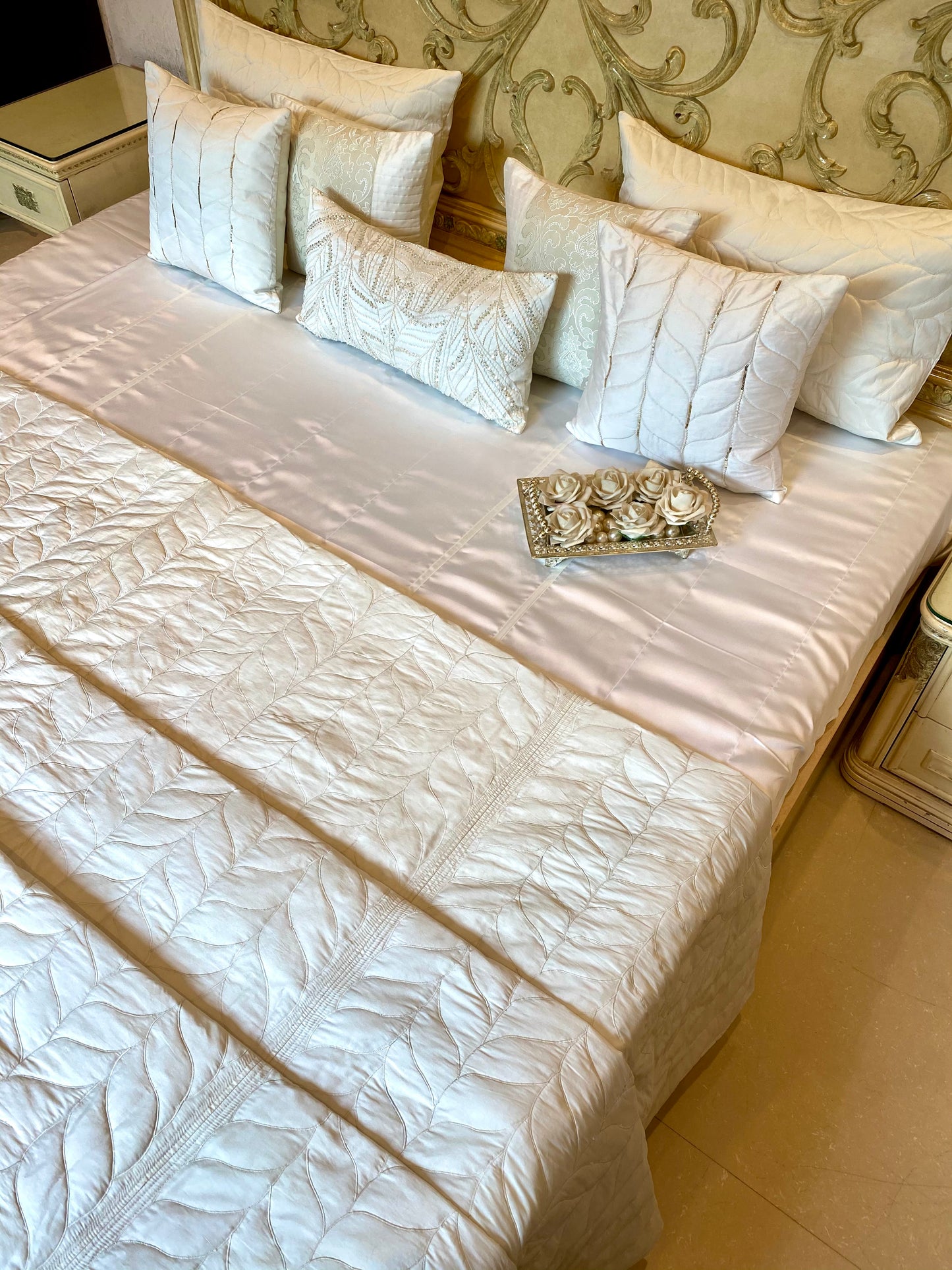 Moonstone Pure Satin Quilt Set