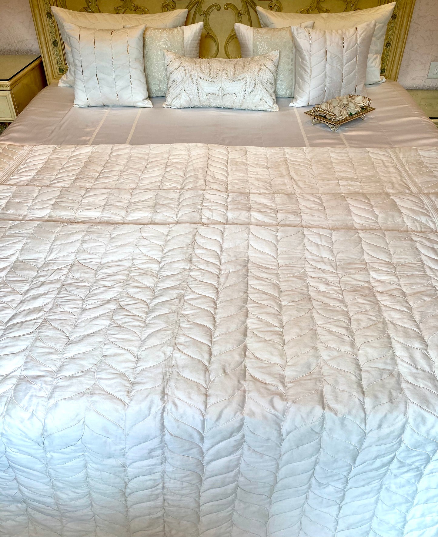 Moonstone Pure Satin Quilt Set